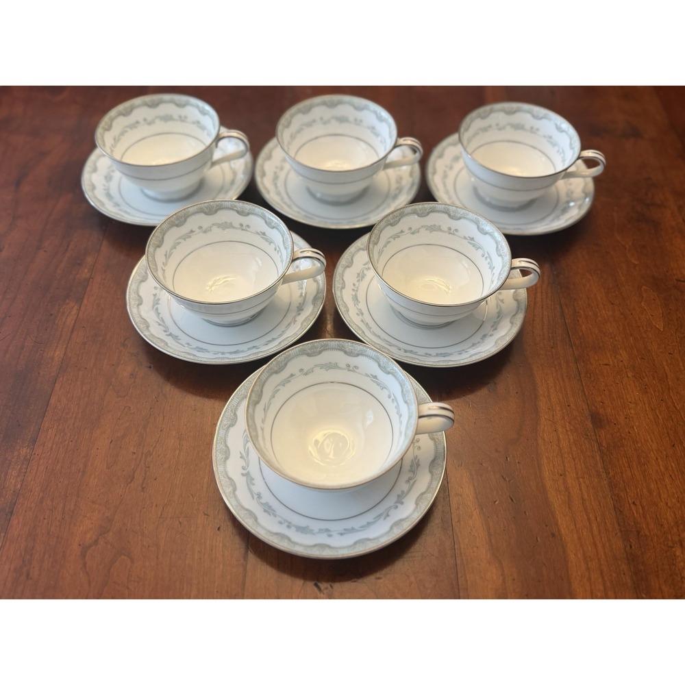 Vintage Noritake Margaret 6243 Tea Cups and Saucers Set of 6 Japan